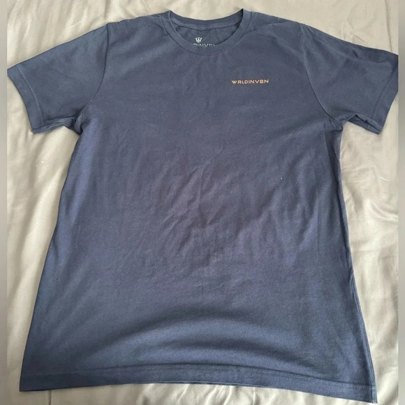 WRLDINVSN Men's Blue/Orange Trust In Your VSN Graphic Logo T shirt size large - Picture 1 of 4